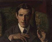 Hugh Ramsay Self-portrait, bust showing hands oil painting reproduction